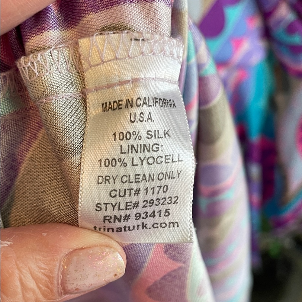 Trina Turk Silk Purple, Teal & Purple Mini Dress - Picture 3 of 7